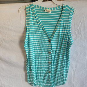 Bibi Blue and White Striped No Sieeve Shirts